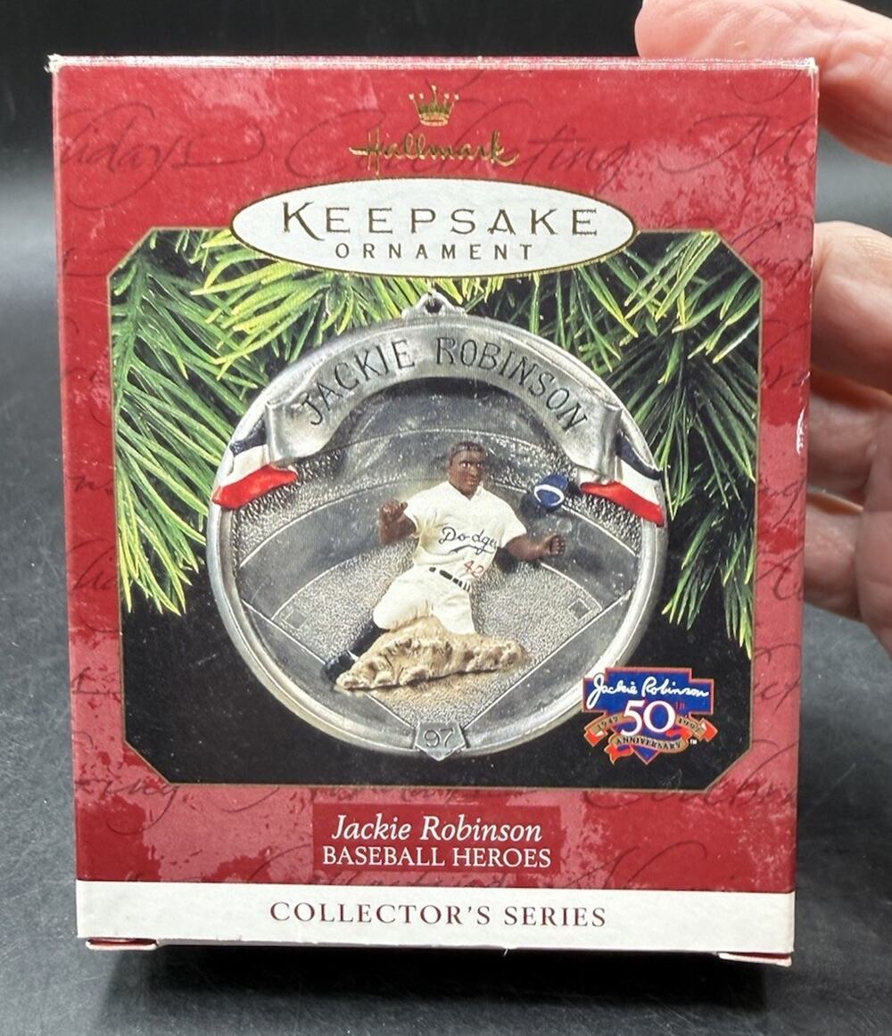 1997 Jackie Robinson Baseball Heroes Hallmark Collector Ornament EUC -48D